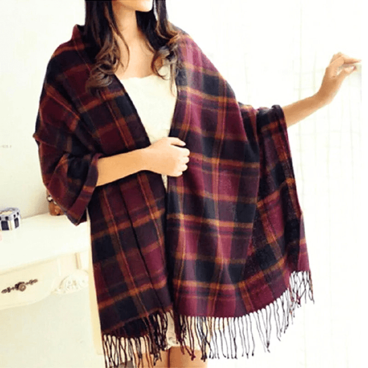 Kvinnors Cashmere Sjal Scarf – Fransad Wrap för Elegant Kyligt Väder Styling