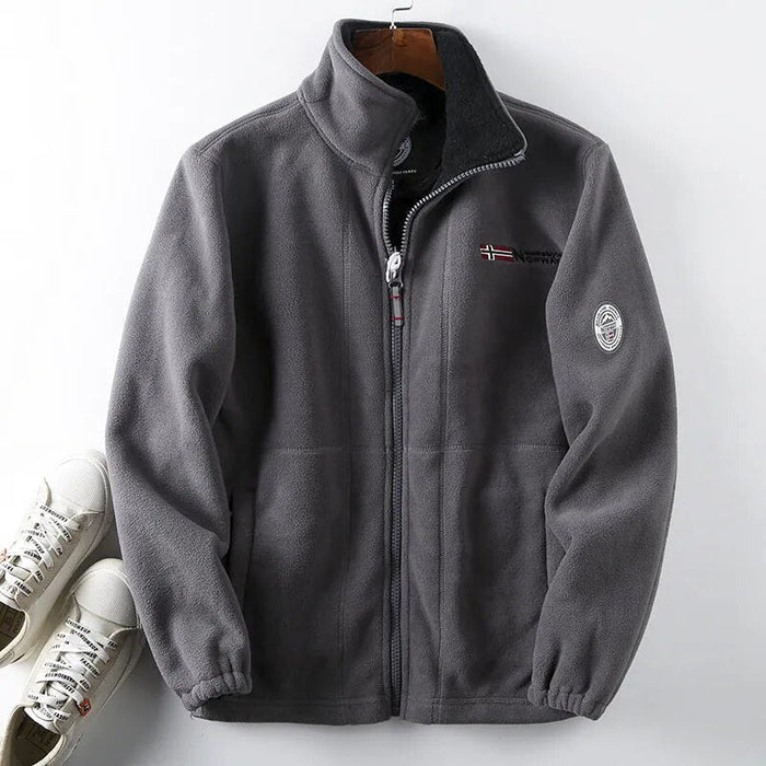 Herrarnas Fleece Vinterjacka – Full-Zip Hög Krage Lager för Kallt Väder