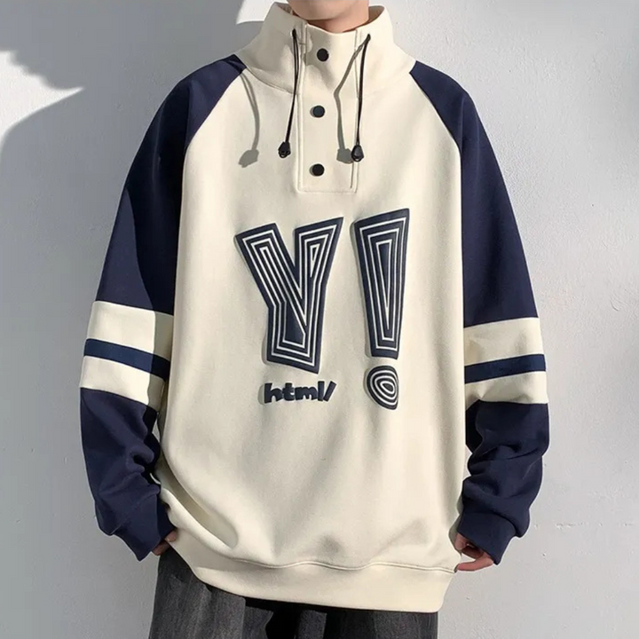 Herrar Tryckt Ståkrage Pullover Sweatshirt