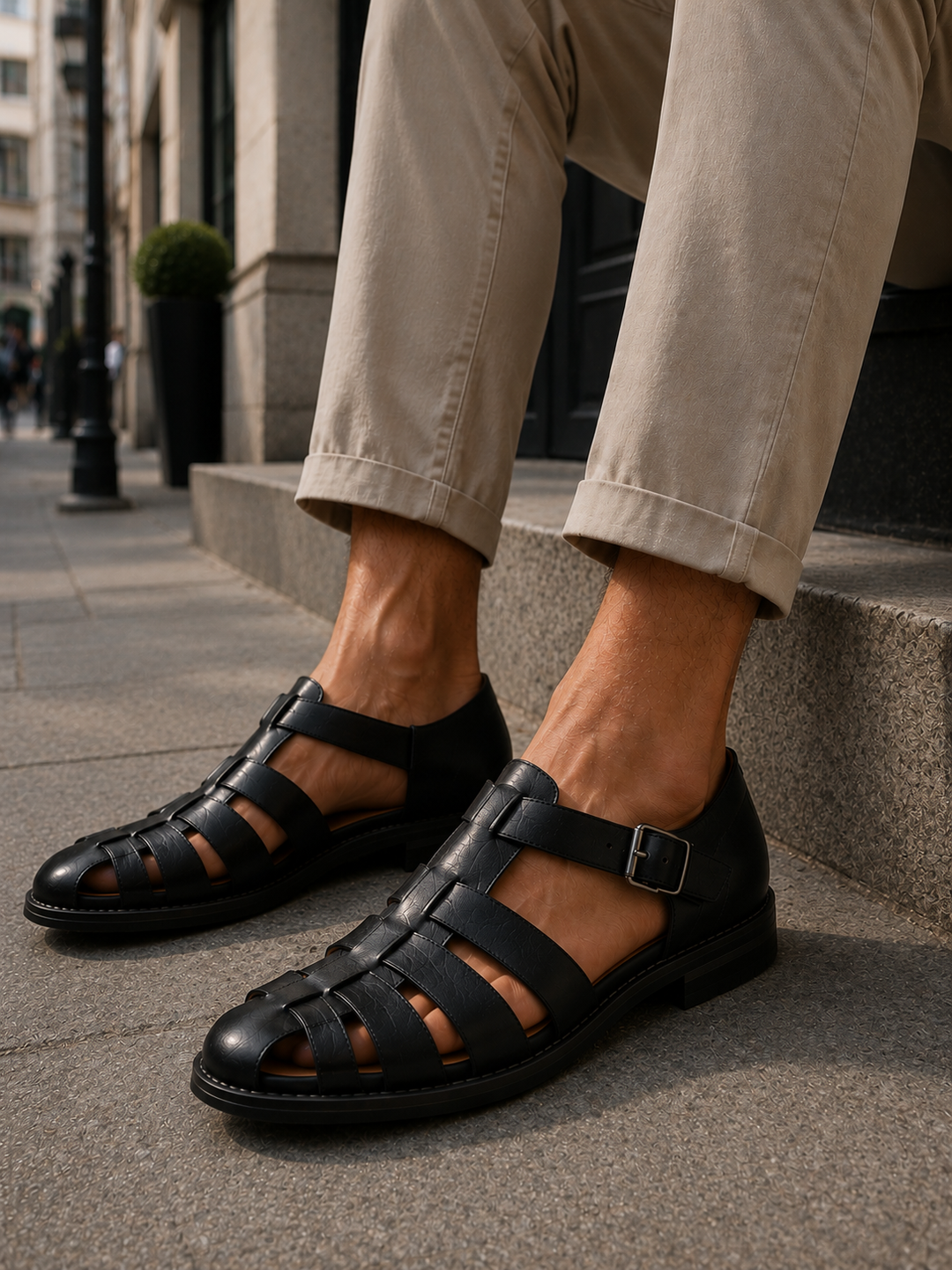 Herrars Stängd Tå Fiskarsandaler Klassisk Sommarfotwear