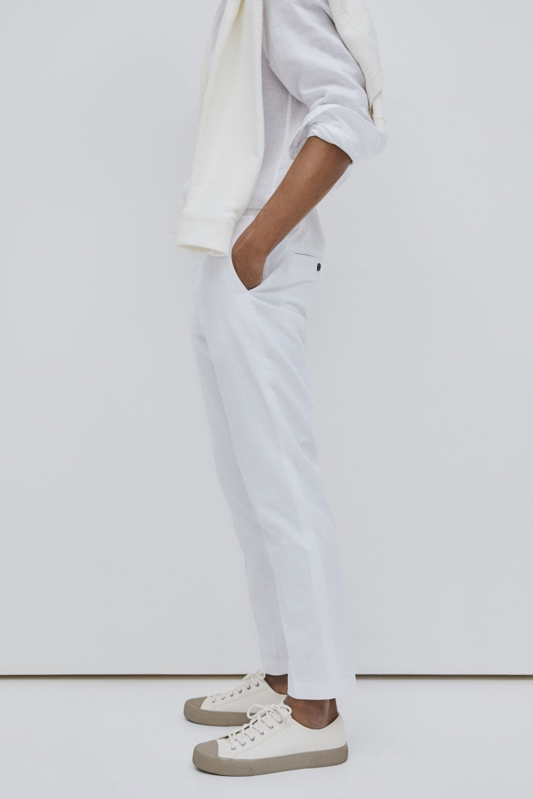 Herrarnas skräddarsydda pinstripe byxor Eleganta smart-casual byxor