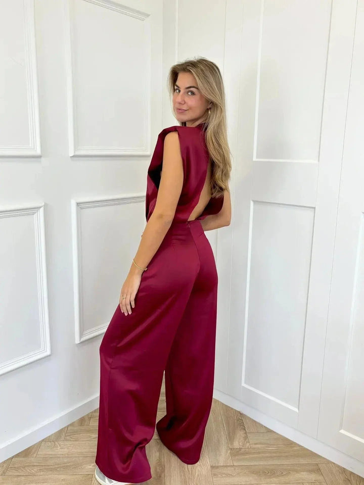 Kvinnors Eleganta Vida Byxdress Ärmös Hög Hals Flödande Kvällsavslappnad Chic Outfit
