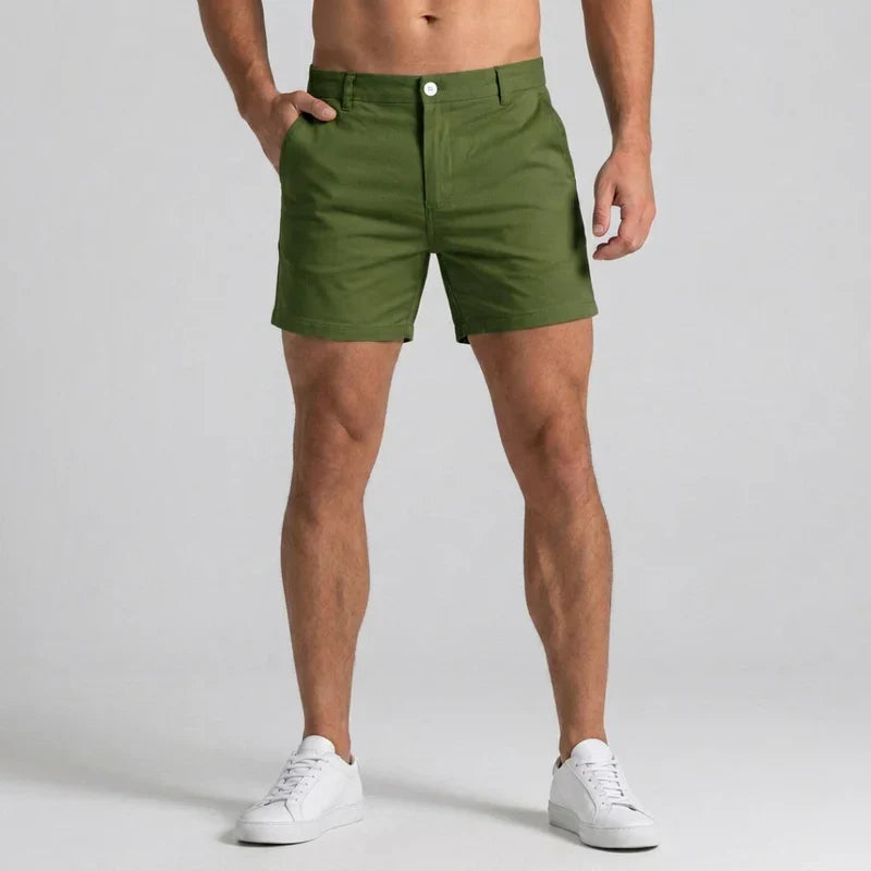 Herrens Slim Fit Chino Shorts med Skräddarsydd Midja