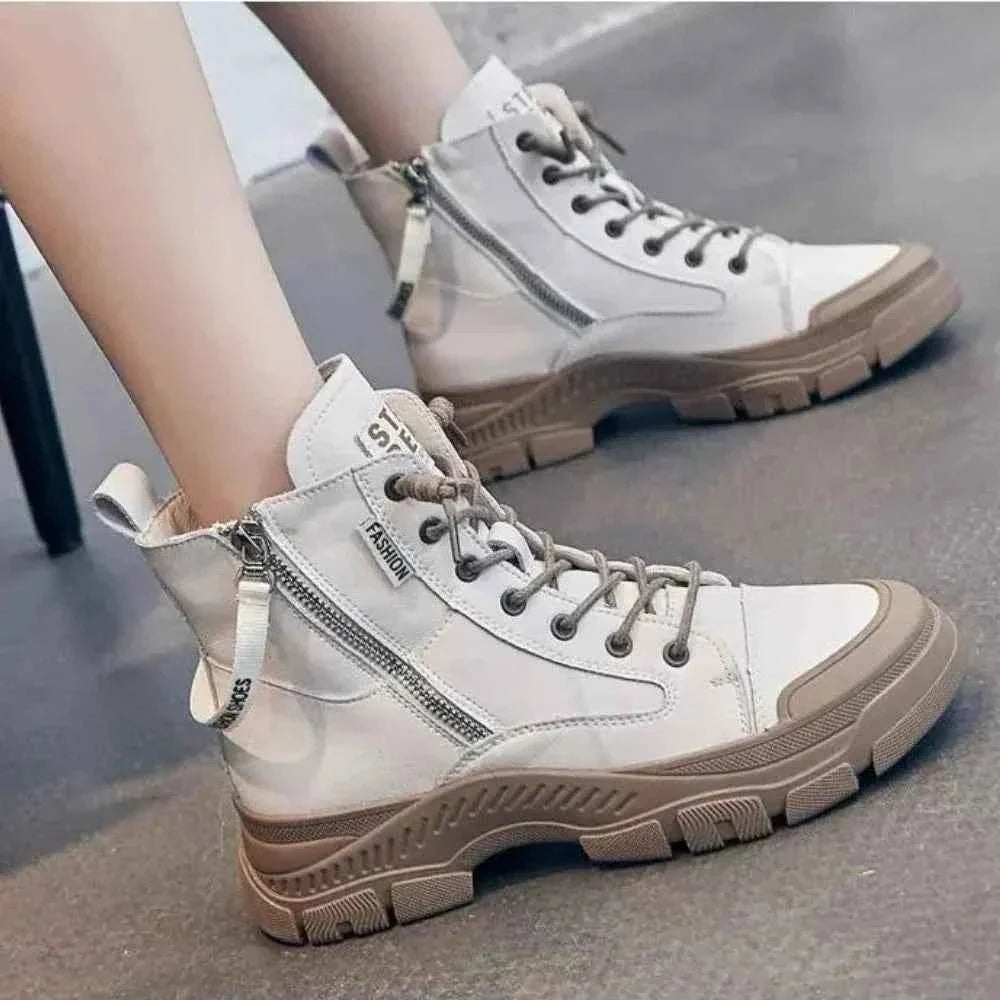 Kvinnors Hög-Top Sneakers Stövlar – Chunky Snörningsstil för Vardagligt Stadsliv