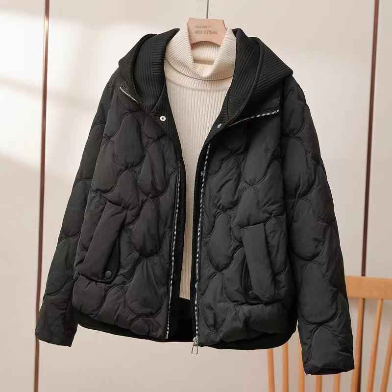 Kvinnors Hooded Quilted Jacket – Lättvadderad Lager för Övergångsväder och Avslappnad Användning