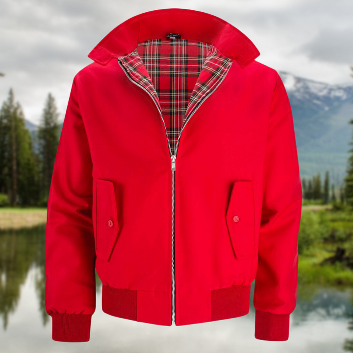 Herr Harrington-jacka – Tartan-fodrad dragkedja avslappnad ytterkläder