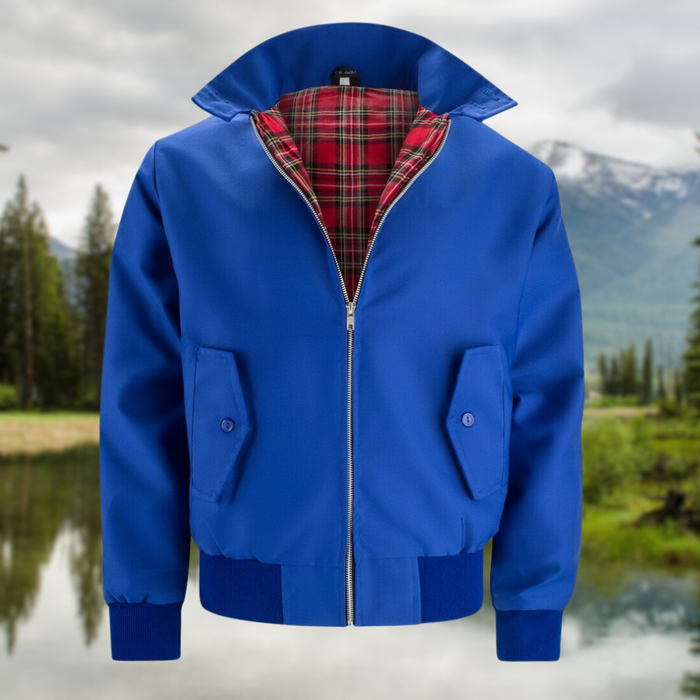 Herr Harrington-jacka – Tartan-fodrad dragkedja avslappnad ytterkläder