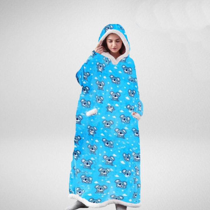 Kvinnors Oversized Hoodie Filt – Plysch Hooded Lounge Wrap för Vinter Hemma