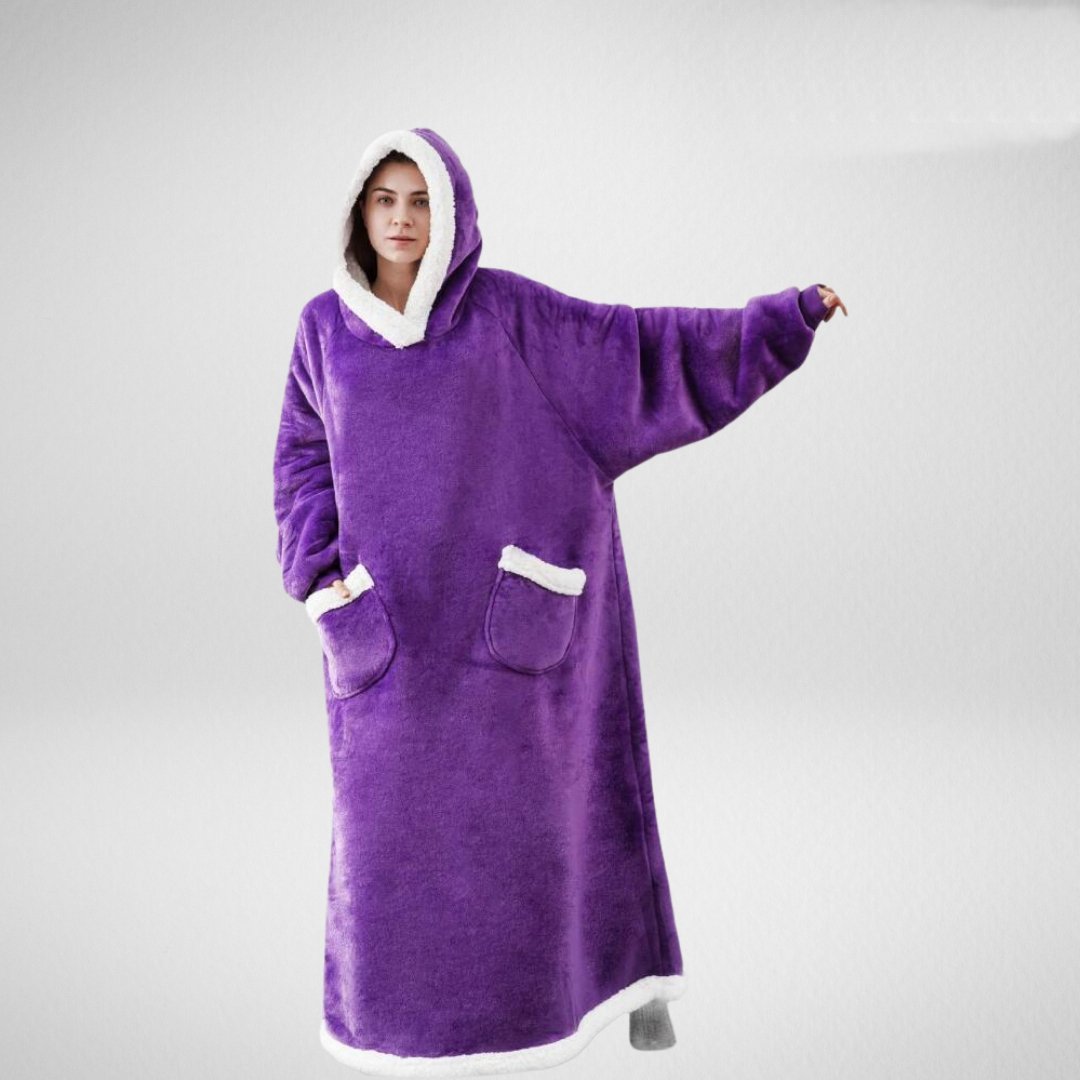 Kvinnors Oversized Hoodie Filt – Plysch Hooded Lounge Wrap för Vinter Hemma