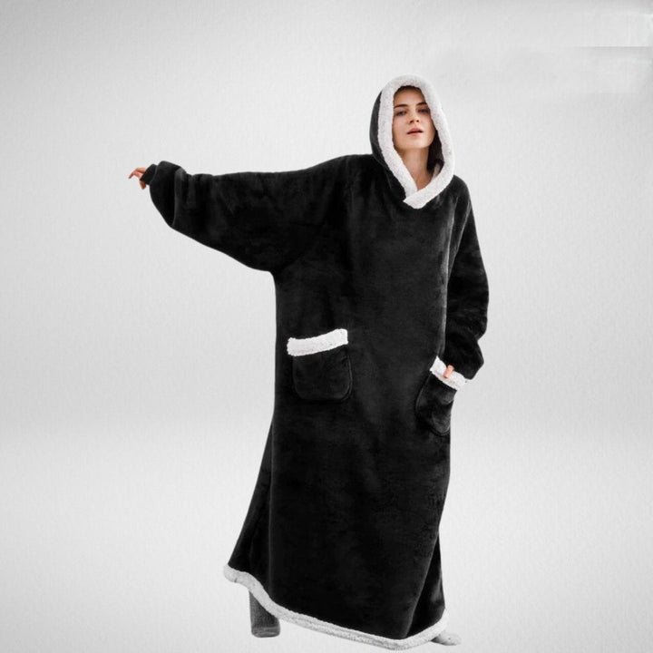 Kvinnors Oversized Hoodie Filt – Plysch Hooded Lounge Wrap för Vinter Hemma
