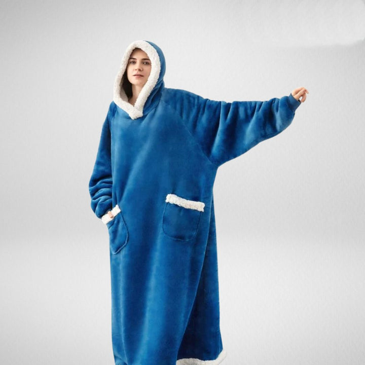 Kvinnors Oversized Hoodie Filt – Plysch Hooded Lounge Wrap för Vinter Hemma