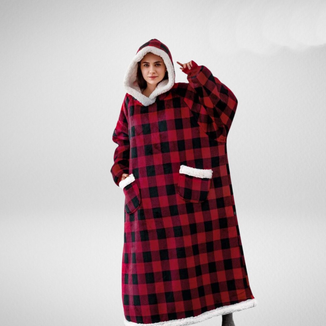 Kvinnors Oversized Hoodie Filt – Plysch Hooded Lounge Wrap för Vinter Hemma