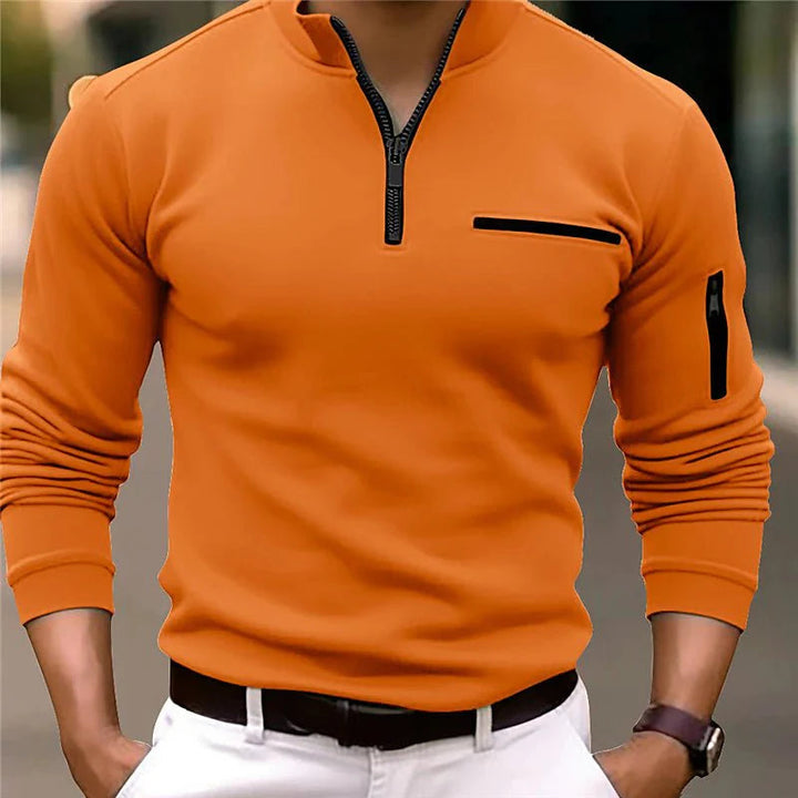 Herrarnas Quarter Zip Tröja med Fickor för Verksamhet