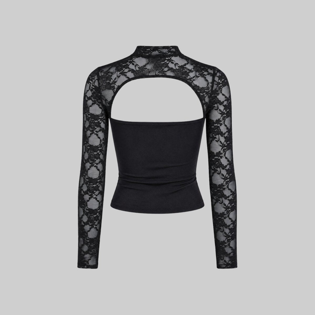 Kvinnors Spets Utskärning Mock Neck Långärmad Kvällstop