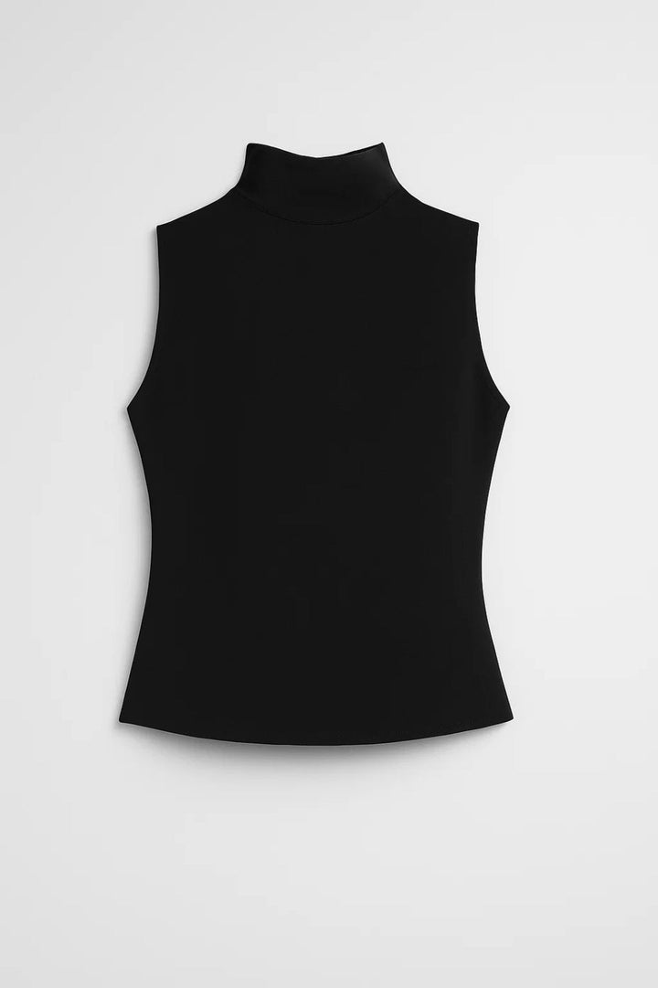 Kvinnors ärmlös mock neck figurnära topp