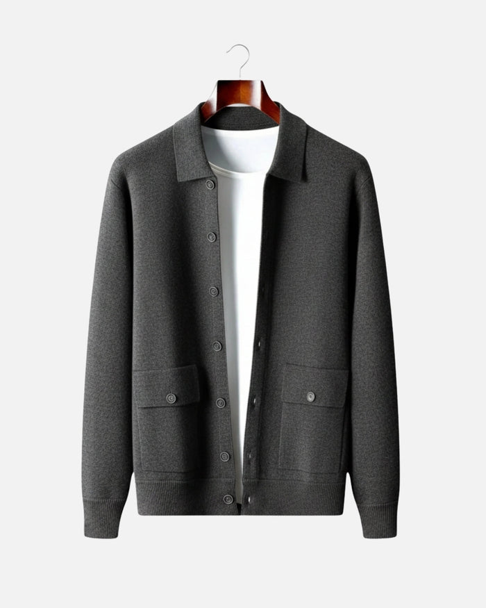 Herr Overshirt med Knappstängning och Polokrage