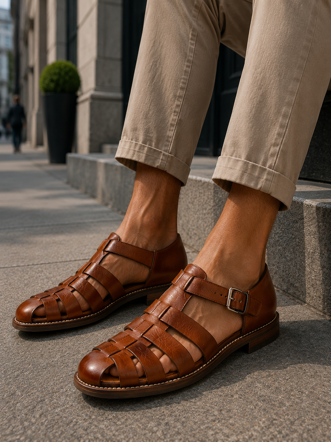 Herrars Stängd Tå Fiskarsandaler Klassisk Sommarfotwear