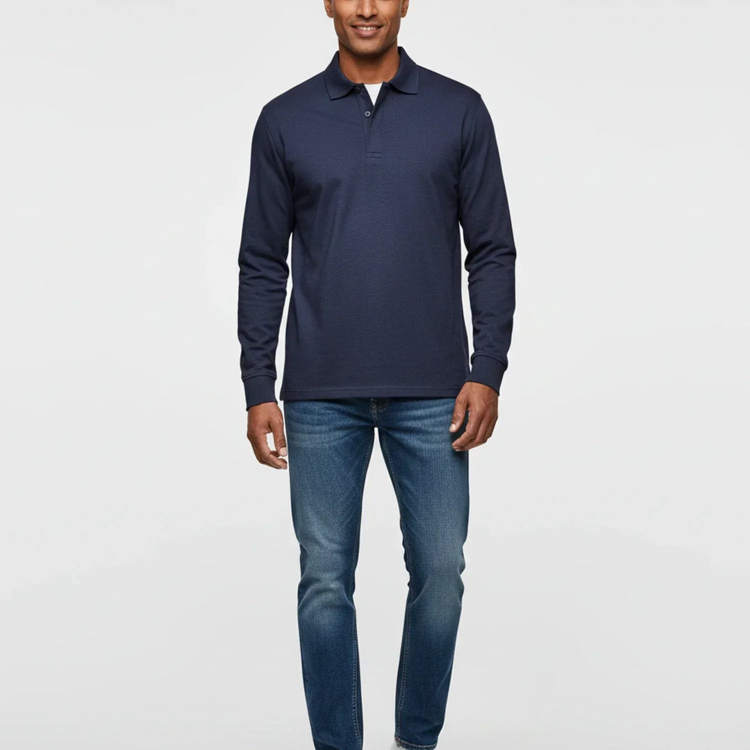 Herrars långärmad polo - Smart casual topp för vardag och kontorsbruk