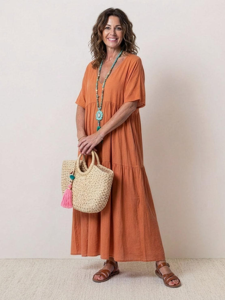 Kvinnors Maxi Klänning Med Lager Skirt Avslappnad Boho Silhuett