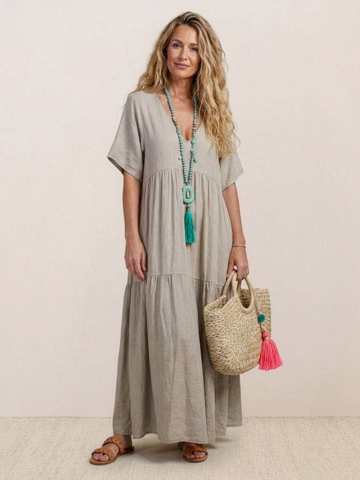 Kvinnors Maxi Klänning Med Lager Skirt Avslappnad Boho Silhuett