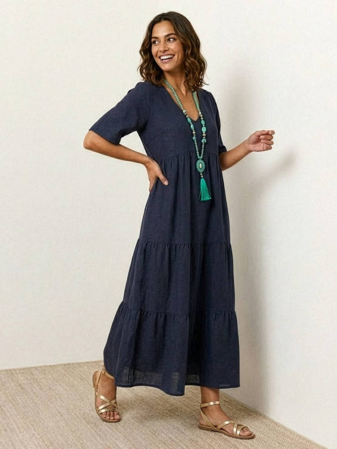 Kvinnors Maxi Klänning Med Lager Skirt Avslappnad Boho Silhuett