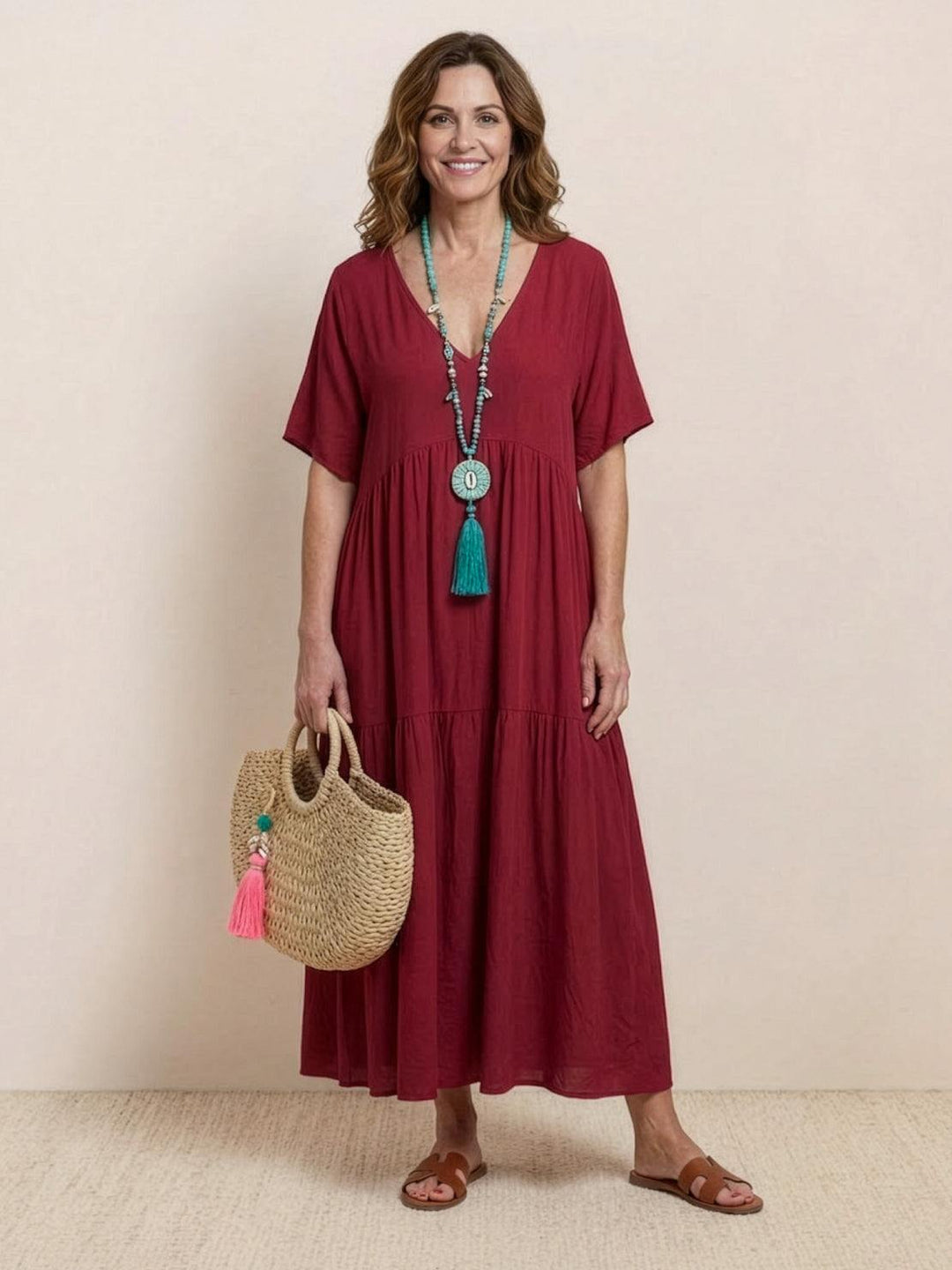 Kvinnors Maxi Klänning Med Lager Skirt Avslappnad Boho Silhuett