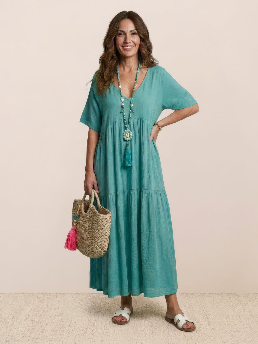 Kvinnors Maxi Klänning Med Lager Skirt Avslappnad Boho Silhuett