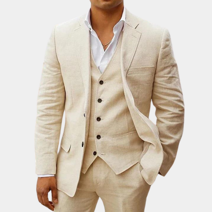 Herrarnas tre-delade kostym med notch-lapel för bröllop