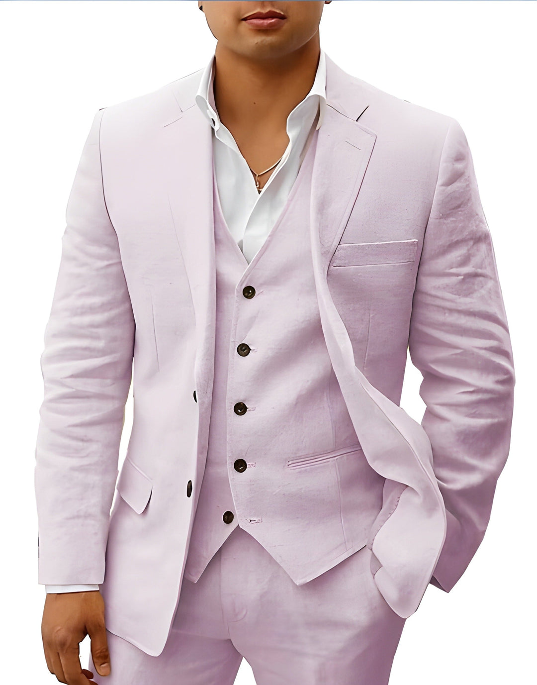 Herrarnas tre-delade kostym med notch-lapel för bröllop