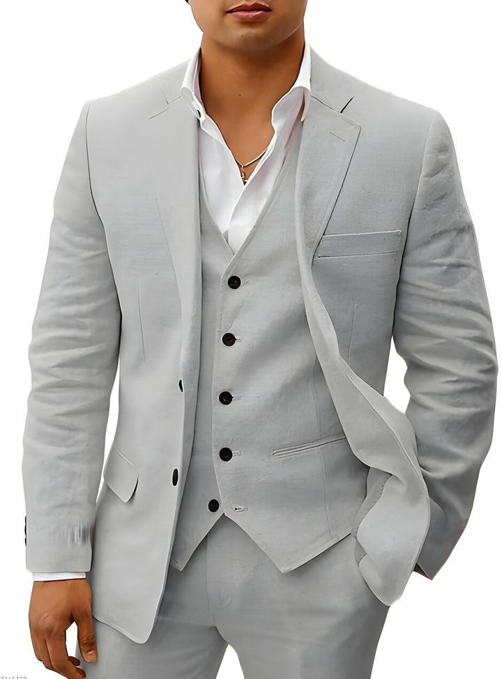 Herrarnas tre-delade kostym med notch-lapel för bröllop