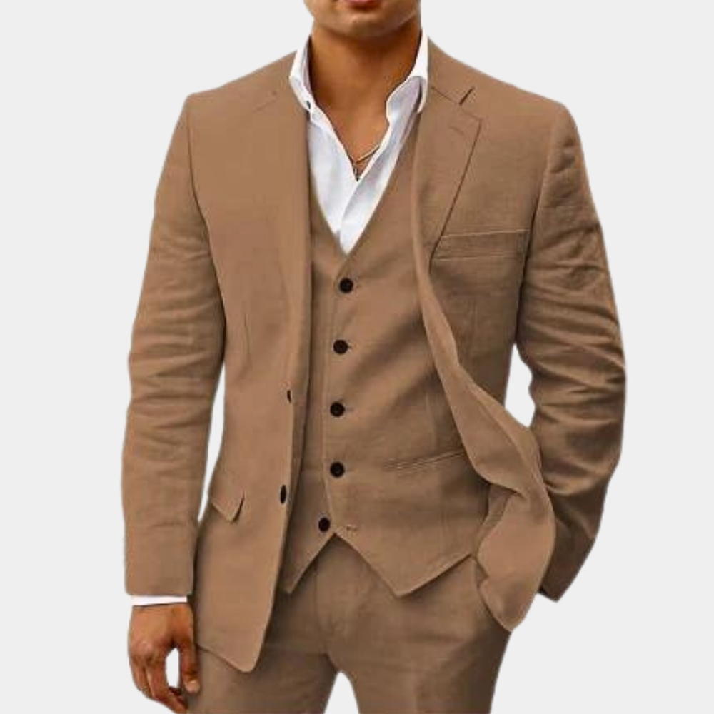Herrarnas tre-delade kostym med notch-lapel för bröllop
