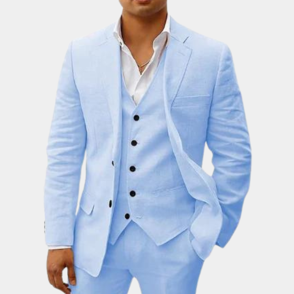 Herrarnas tre-delade kostym med notch-lapel för bröllop