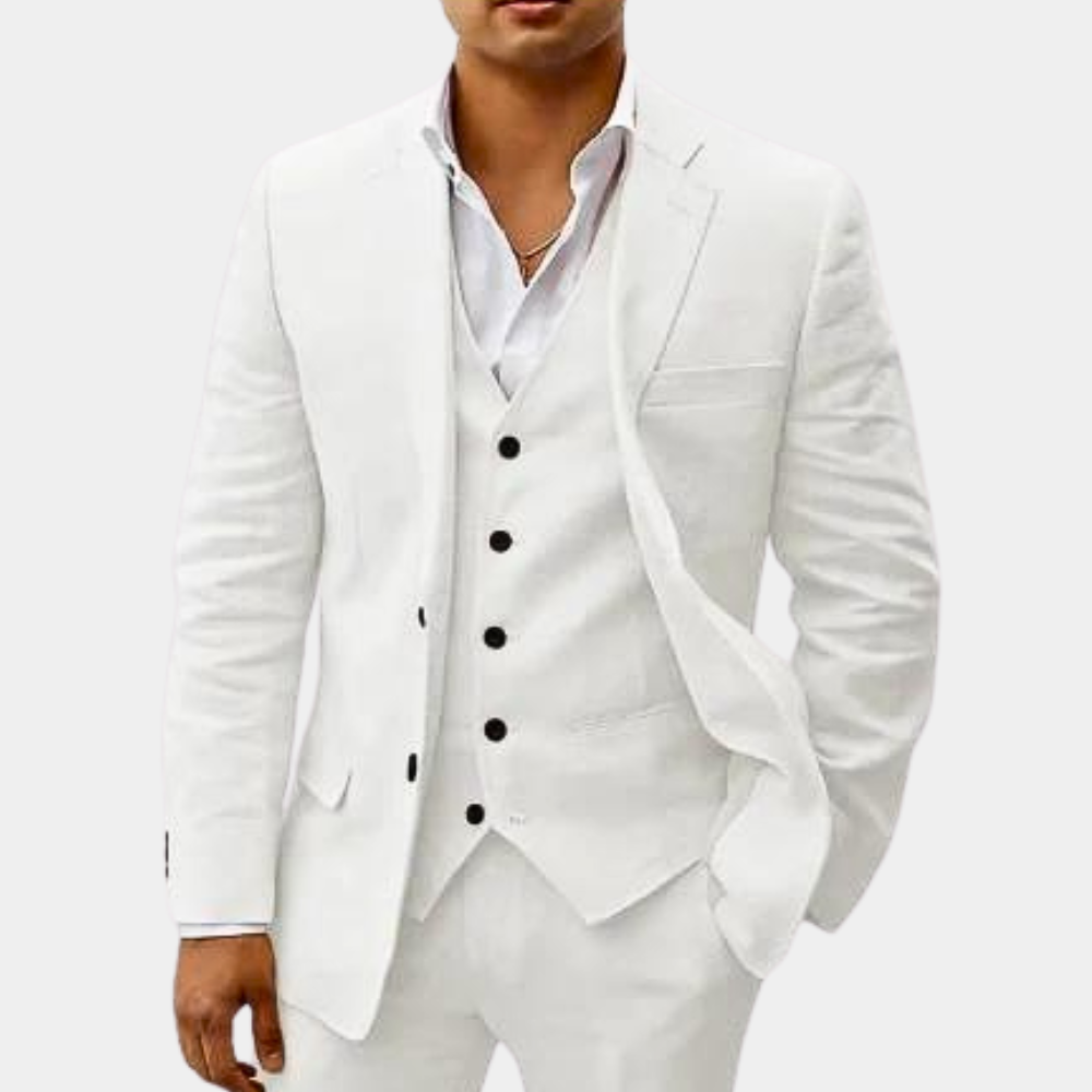 Herrarnas tre-delade kostym med notch-lapel för bröllop