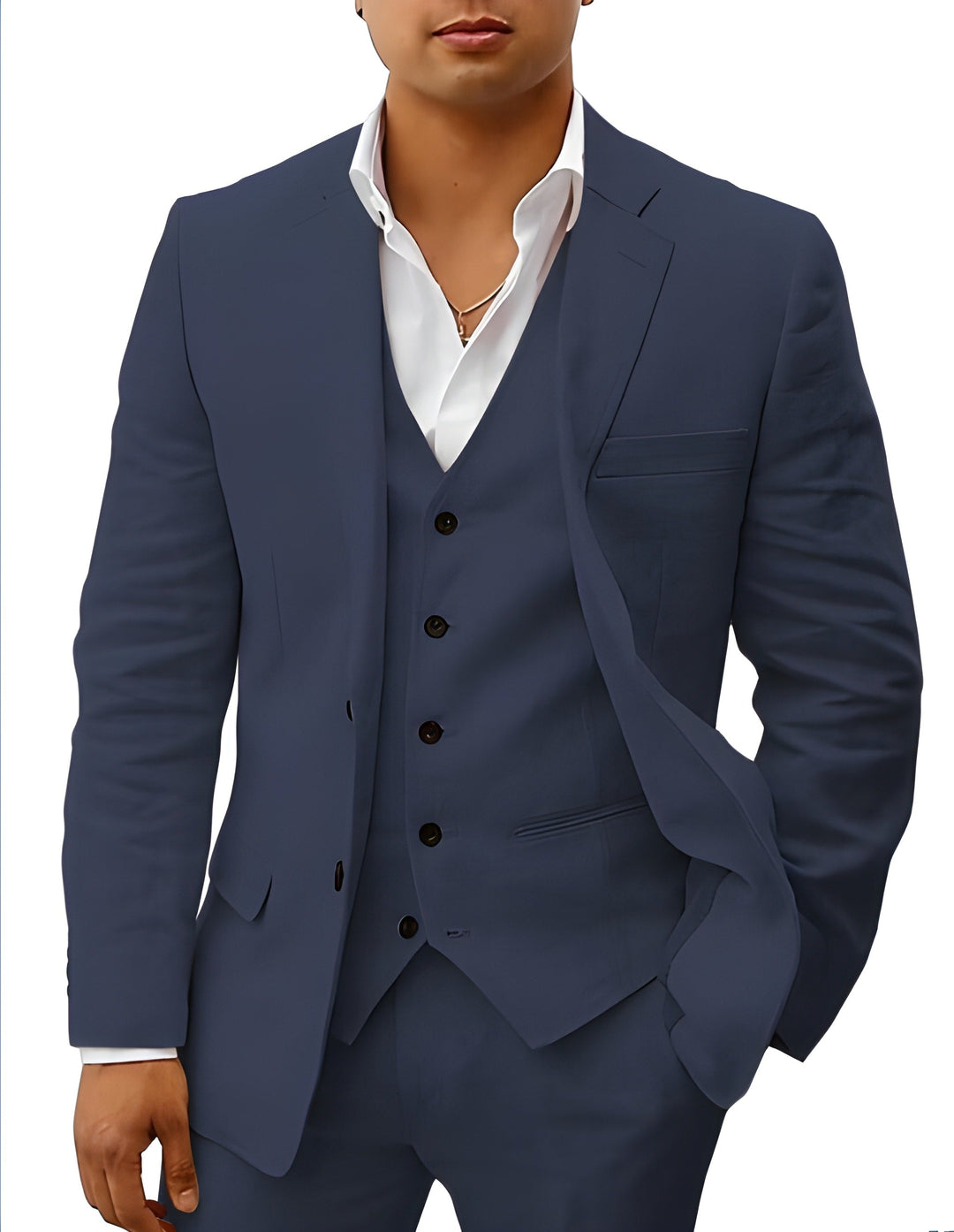 Herrarnas tre-delade kostym med notch-lapel för bröllop