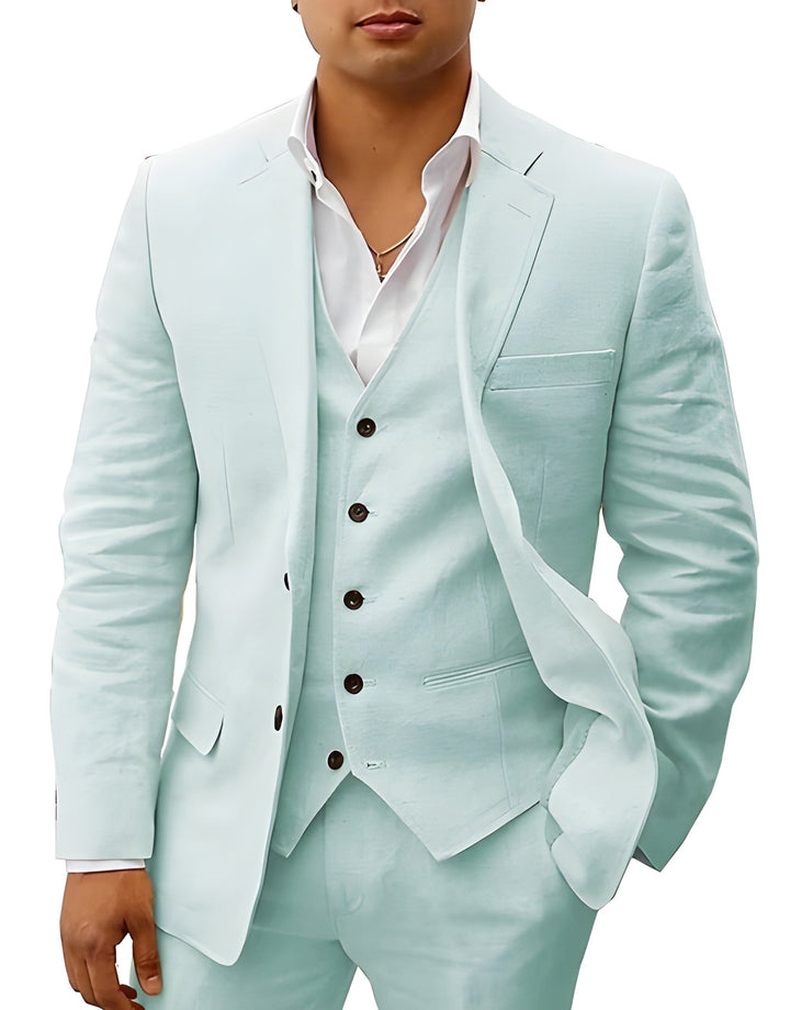 Herrarnas tre-delade kostym med notch-lapel för bröllop