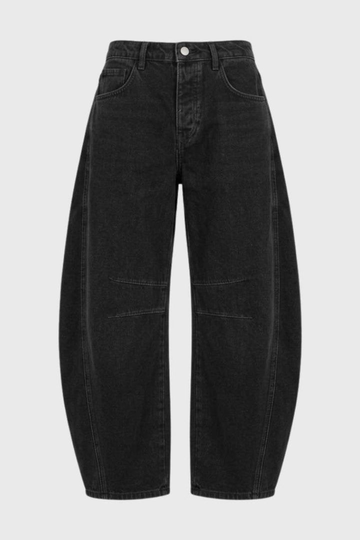 Kvinnors Jeans Oversized Ballongben med Dekorativa Sömmar