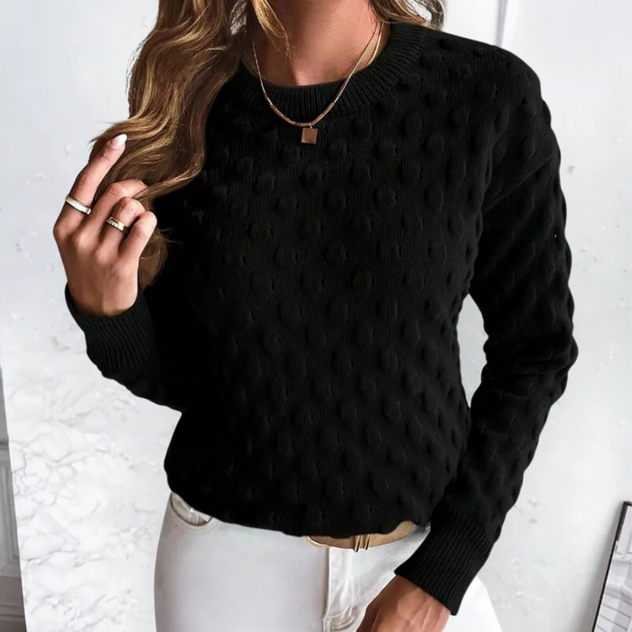 Kvinnors Kabelstickad Cashmere Tröja med Rund Halsringning