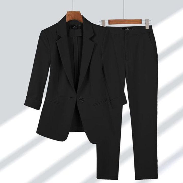 Kvinnors Slim Fit Blazer och Byx Set – Skräddarsydd Kontorsdräkt för Affärs- och Smart Evenemang